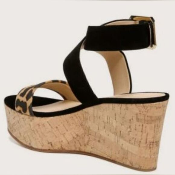 Veronica Beard Hurley Cross Ankle Strap Platform Wedge Animal Print Sandal | 8.5 - Picture 6 of 16